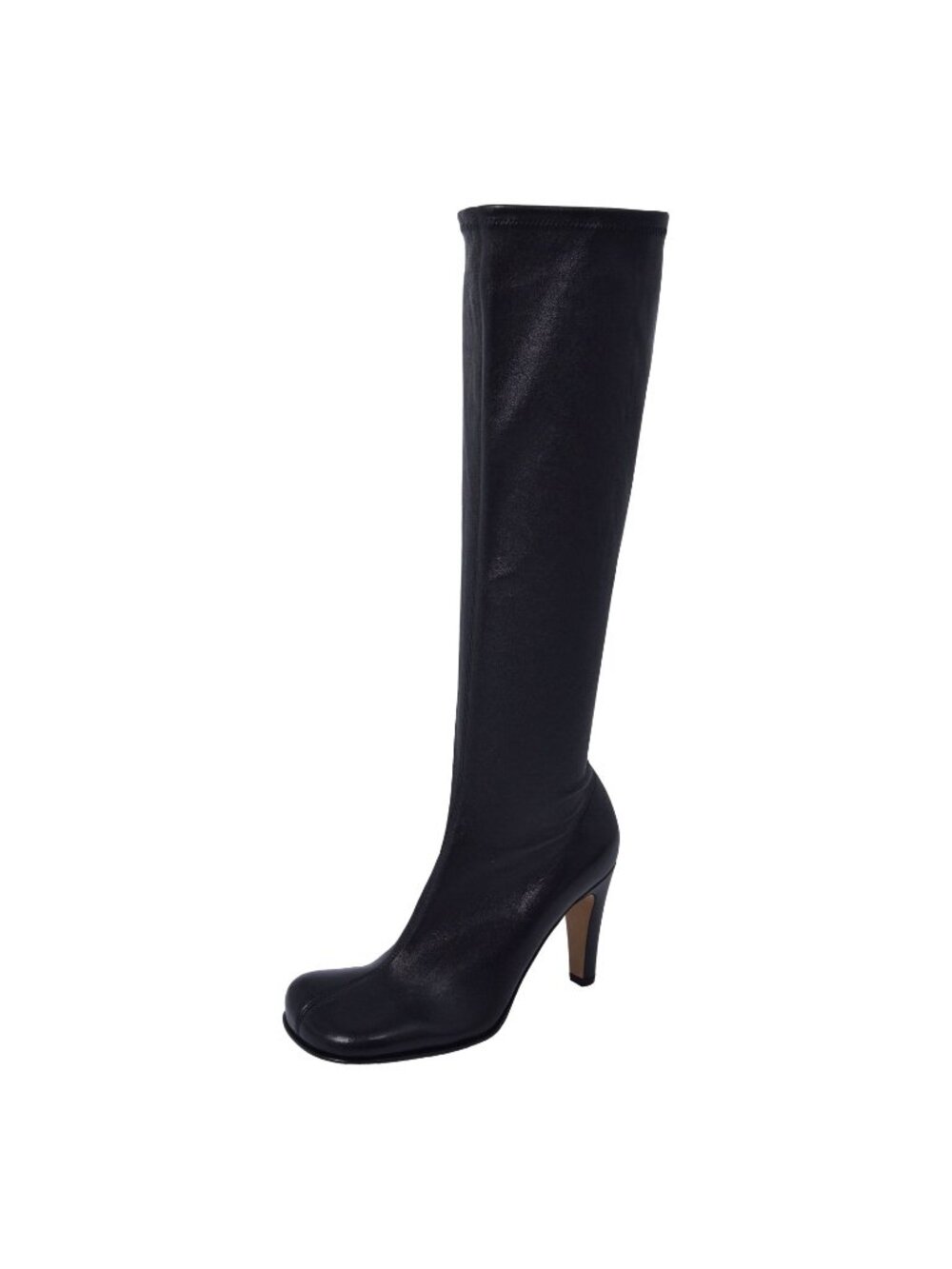 Bottega Veneta Boots Long Side Zipper Heels Shoes Leather Black